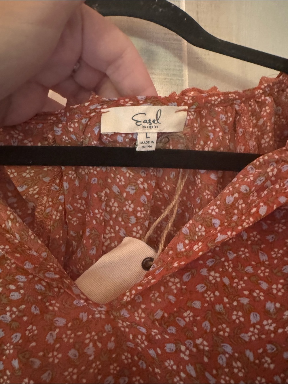 Easel Rust Sheer Ruffle Peplum Blouse - Picture 2 of 5